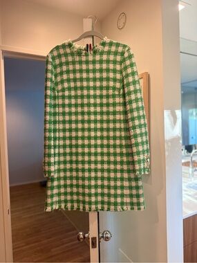 thom browne sweater dress Women's Scenic Toile Silk Pleated Shirtdress in Multi Size 36